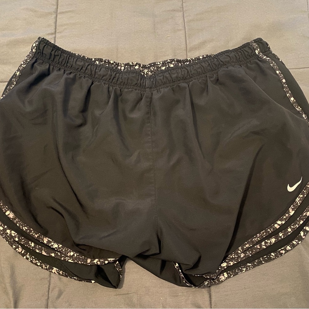 Nike Black Athletic Shorts with Patterned Trim